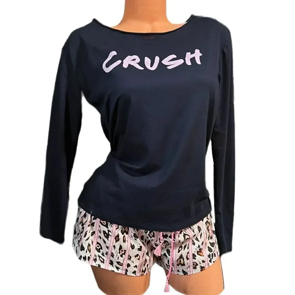 Victorias Secret Soft Cotton long sleeve top and drawstring shorts pajama Set Xs